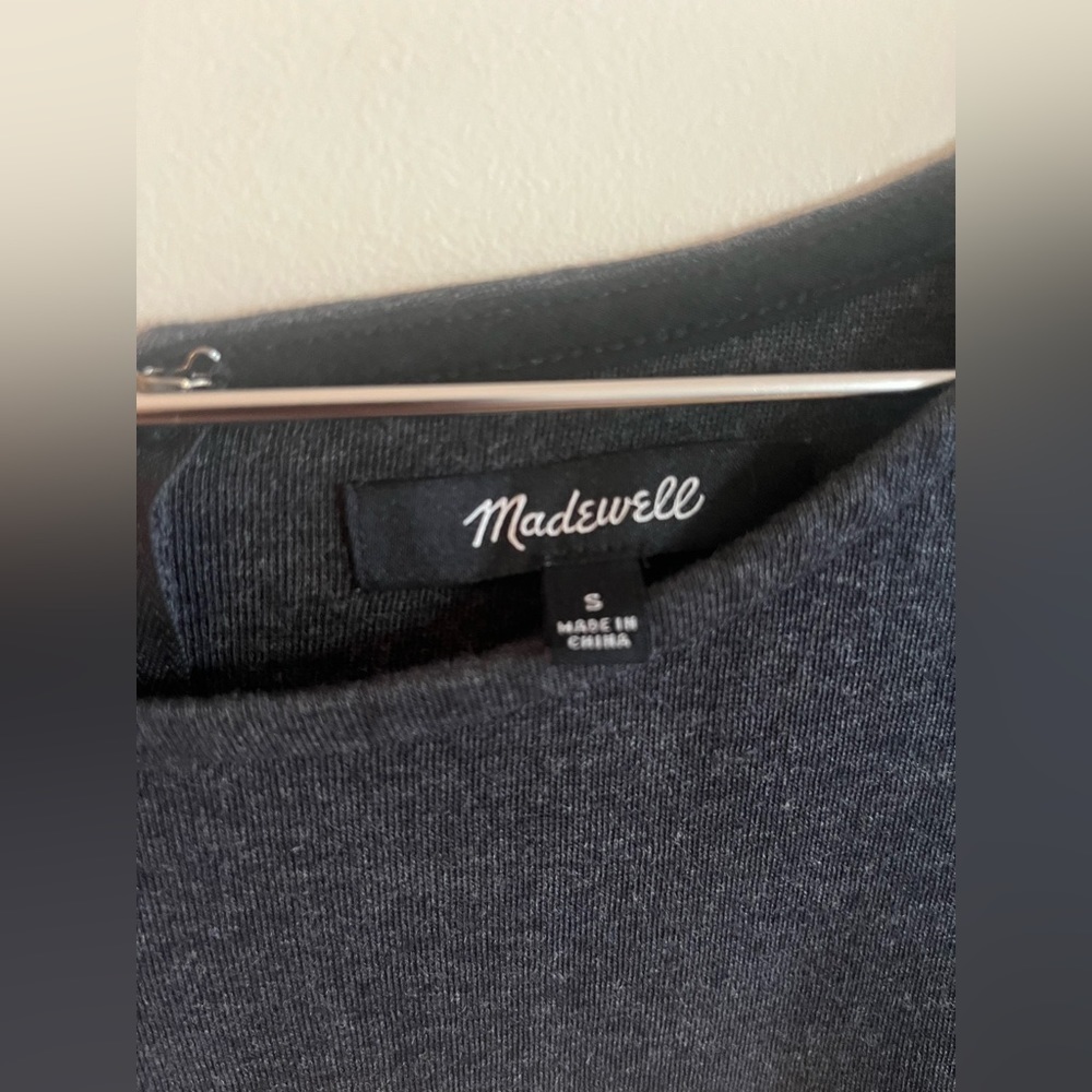 Madewell Jersey knit bell sleeve charcoal  dress - Picture 5 of 6